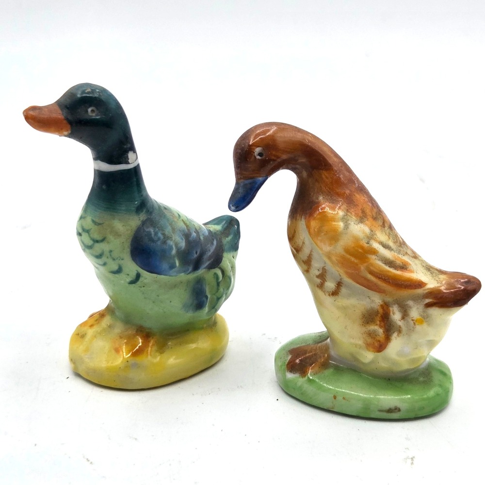 Vintage Mallard Duck Pair Miniature Made in JAPAN